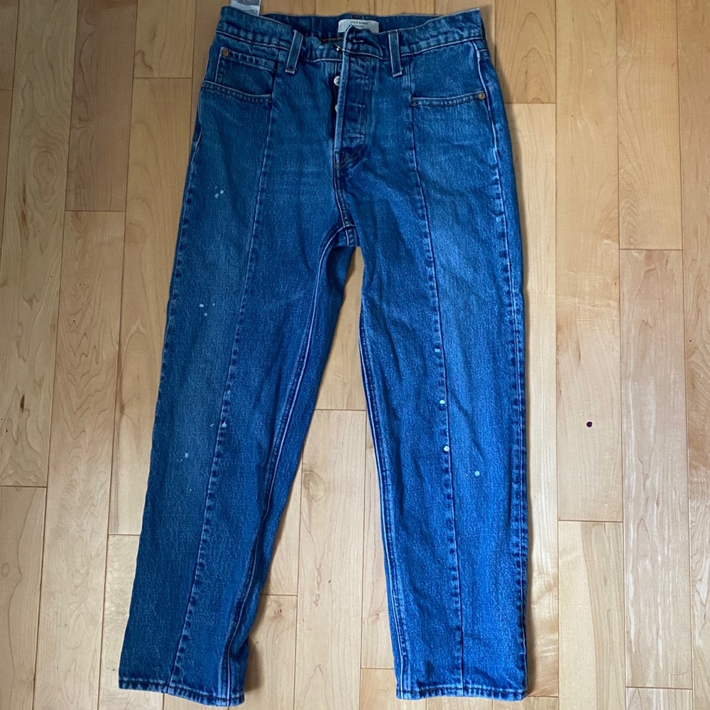 high rise levi straight ankle jeans